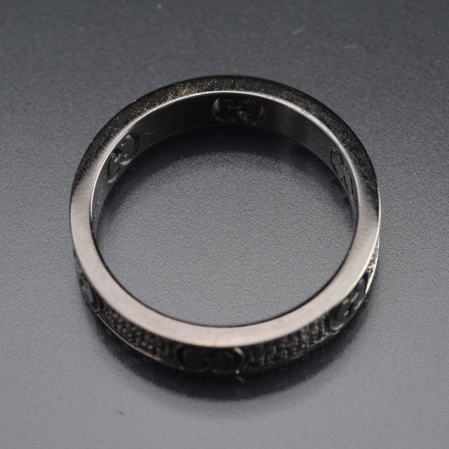 綺麗♡グッチGUCCI アイコンリング黒 K18WG 指輪12号 AU750
