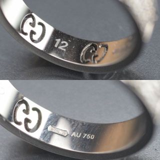 綺麗 グッチ GUCCI アイコンリング黒 K18WG 指輪 12号 AU750