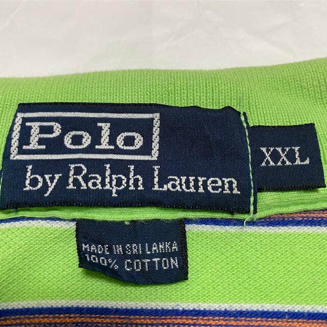 POLO RALPH LAUREN(ポロラルフローレン)の90s 古着 ポロ ラルフローレン 刺繍ロゴ XXL ボーダー ビッグシルエット メンズのトップス(ポロシャツ)の商品写真
