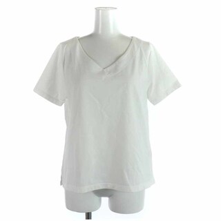 スリードッツ(three dots)のスリードッツ パウダリーコットン Vネック Tシャツ 半袖 S 白 ホワイト(Tシャツ(半袖/袖なし))