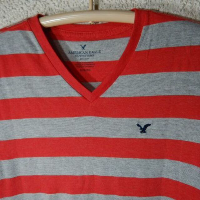 American Eagle(アメリカンイーグル)の7889　　アメリカン　イーグル　半袖　ボーダー　vネック　デザイン　tシャツ メンズのトップス(Tシャツ/カットソー(半袖/袖なし))の商品写真