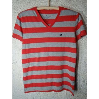 アメリカンイーグル(American Eagle)の7889　　アメリカン　イーグル　半袖　ボーダー　vネック　デザイン　tシャツ(Tシャツ/カットソー(半袖/袖なし))