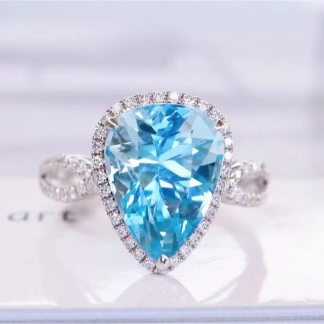 K18 豪華 オパール アクアマリン 0.04ct ダイヤモンド 指輪 cphal