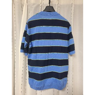 TOMOROWLAND マルチボーダー ニット Tシャツ 青×黒×茶 M メンズ