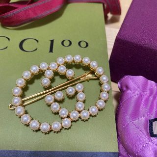 グッチ(Gucci)のGUCCI パール インターロッキングG ヘアクリップ(ヘアピン)