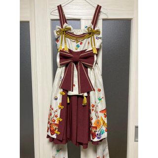 ■Metamorphose　ジャンパースカート　オフ白×バンビ