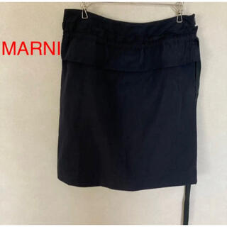 マルニ(Marni)のMARNI マルニ ボックスミニスカート紺 38 イタリア製(ひざ丈スカート)