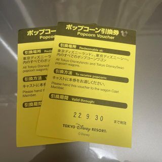 ディズニー(Disney)のディズニーポップコーン引換券(2枚)(遊園地/テーマパーク)