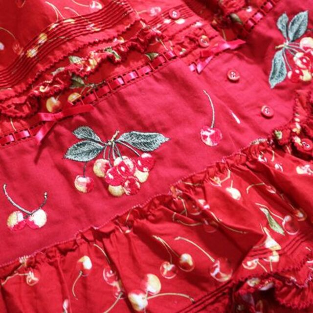 PINK HOUSE(ピンクハウス)の♡ピンクハウス♡チェリーズ♡新品・未使用　プリント＆刺繍入りスカート レディースのスカート(ロングスカート)の商品写真