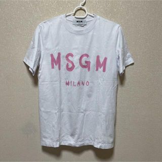 エムエスジイエム(MSGM)のMSGM エムエスジーエム ロゴTシャツ ホワイト×ピンク(Tシャツ(半袖/袖なし))