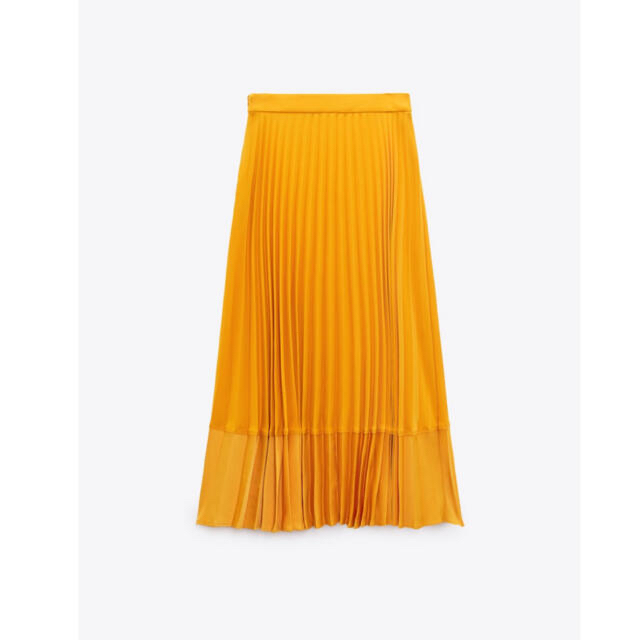 ZARA(ザラ)のZARA オレンジ プリーツ ロング スカート S コントラスト 新品 完売  レディースのスカート(ロングスカート)の商品写真