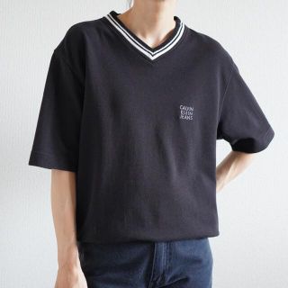 カルバンクライン(Calvin Klein)の90s カルバンクライン CK ラインTシャツ 鹿の子生地 刺繍ロゴ 古着(Tシャツ/カットソー(七分/長袖))