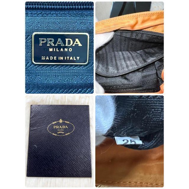 PRADA(プラダ)の【希少】プラダ ハンドバッグ メタルハンドル 三角プレート オレンジ ナイロン レディースのバッグ(ハンドバッグ)の商品写真