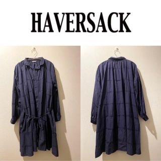 フォーティーファイブアールピーエム(45rpm)の【HAVERSACK】ギャザーチェックシャツワンピース（ネイビー）【日本製】(ロングワンピース/マキシワンピース)