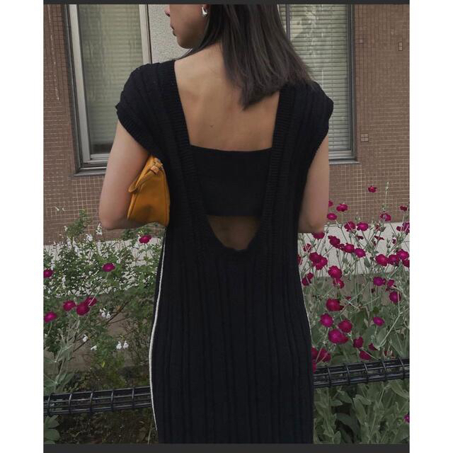 Ameri LOOP YARN BACK OPEN KNIT DRESS