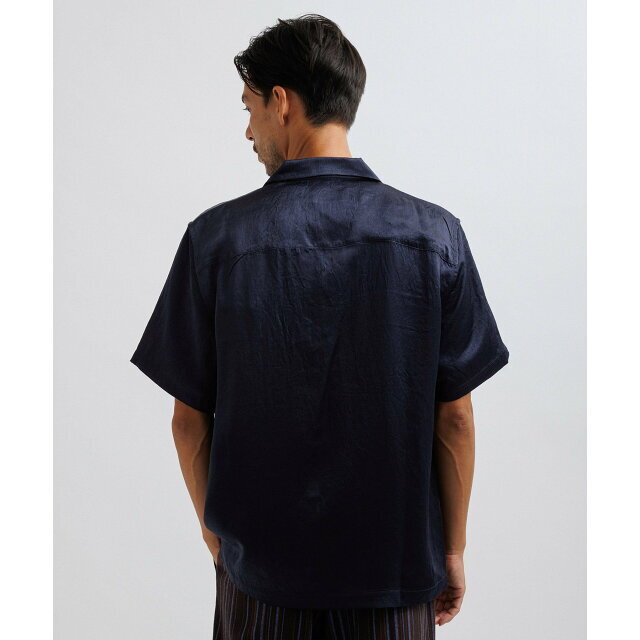 Saturdays NYC(サタデーズニューヨークシティ)の【ネイビー（40）】Canty Crinkled Satin SS Shirt レディースのトップス(シャツ/ブラウス(長袖/七分))の商品写真