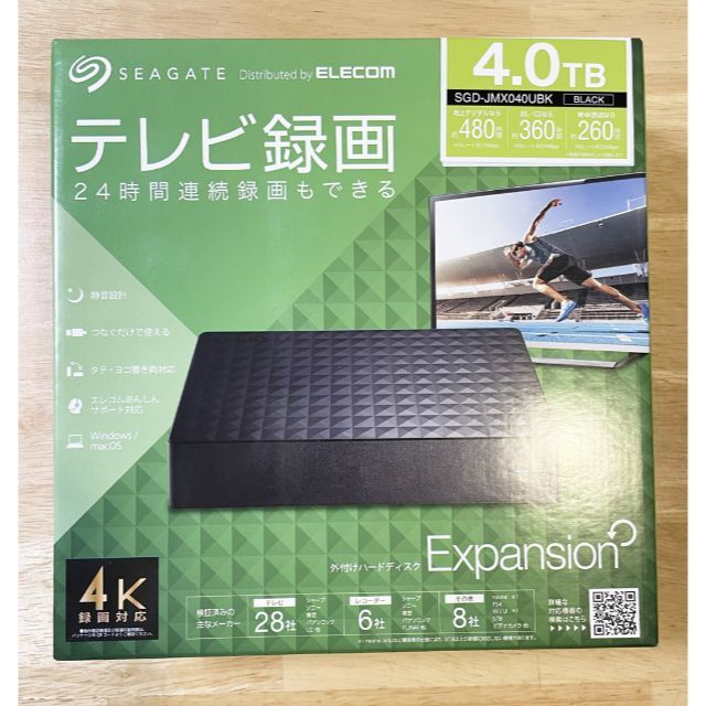 ELECOM(エレコム)の新品 外付HDD 4TB エレコム SGD-JMX040UBK USB3.1接続 スマホ/家電/カメラのテレビ/映像機器(テレビ)の商品写真