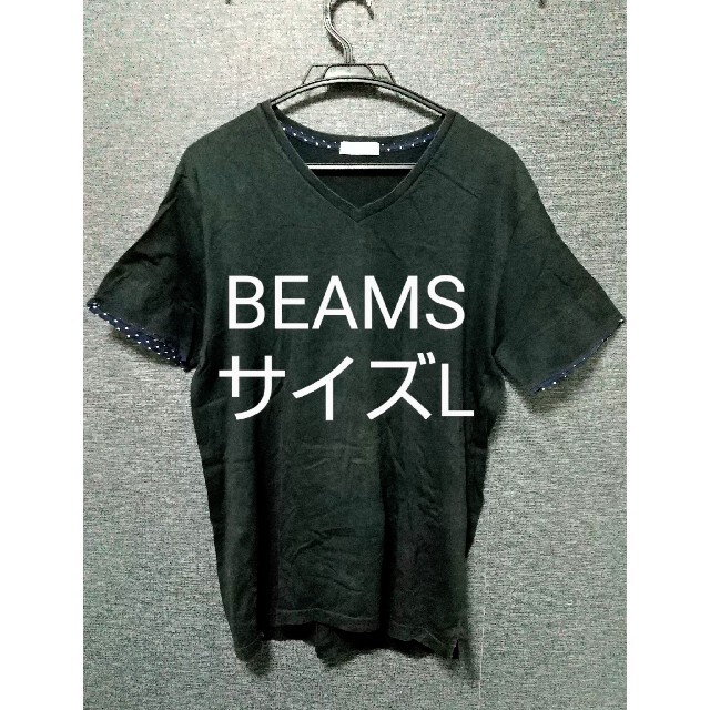 BEAMS(ビームス)のBEAMS メンズ半袖L 黒 切返しドット柄 メンズのトップス(Tシャツ/カットソー(半袖/袖なし))の商品写真