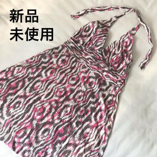 エイチアンドエム(H&M)のH&M｜パレオ風ワンピ・ピンク系 L(ひざ丈ワンピース)