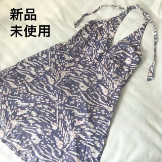 エイチアンドエム(H&M)のH&M｜パレオ風ワンピ・ブルーグレー系 L(ひざ丈ワンピース)