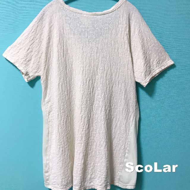 ScoLar(スカラー)の【ScoLar】水彩 スカラーちゃん 総透かし柄 ペーパータッチ カットソー レディースのトップス(カットソー(半袖/袖なし))の商品写真