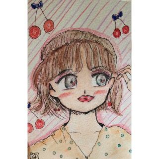 原画 ゆきねイラスト オリジナル さくらんぼ(アート/写真)