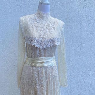 ガニーサックス(GUNNE SAX)のWhite all lace flare dress(ロングワンピース/マキシワンピース)