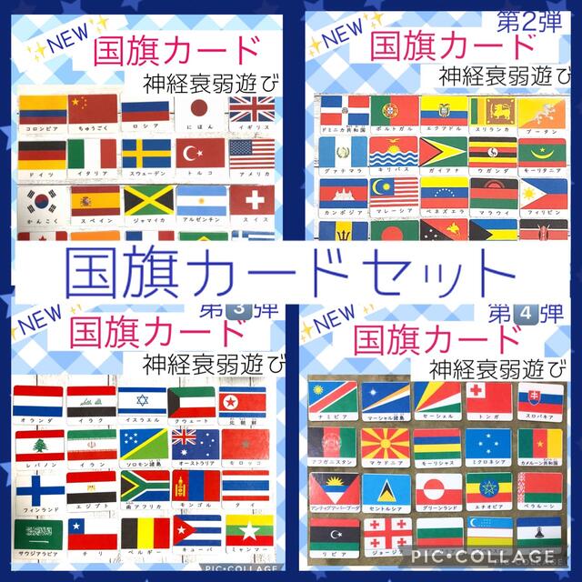 国旗カード　4種　各２セット160枚　神経衰弱　モンテッソーリ