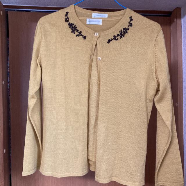 アンサンブル　長袖カーディガン　半袖セーター　サマーセーター　やまぶき色 レディースのトップス(アンサンブル)の商品写真