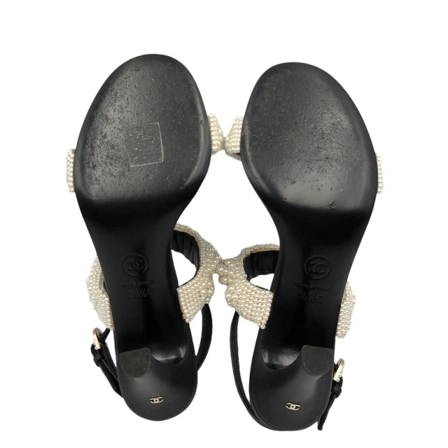 CHANEL(シャネル)の☆CHANEL シャネル コスチュームパール  ヒールサンダル ミュール ブラック サイズ36 1/2 レディースの靴/シューズ(サンダル)の商品写真