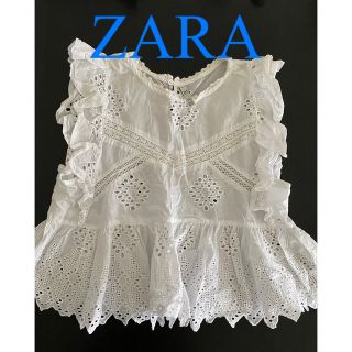 ザラ(ZARA)のZARA レーストップス　ブラウス　カットソー(カットソー(半袖/袖なし))