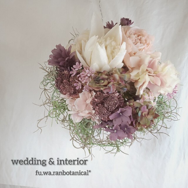 ウエディング専用wedding  bouquet＊プロテア&スパニッシュモス フェイクブーケ