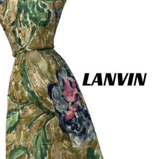 ランバン(LANVIN)の【3074】美品！LANVIN ランバン　ネクタイ　グリーン系　花柄(ネクタイ)