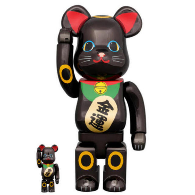 BE@RBRICK 招き猫 金運 黒メッキ 100％ & 400％