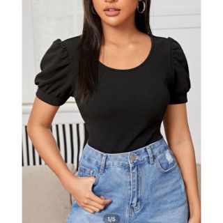 SHEIN パフスリーブ　カットソー　tシャツ ブラウス(カットソー(半袖/袖なし))