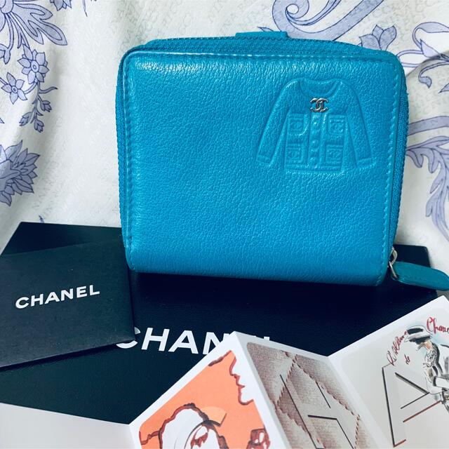 CHANEL(シャネル)のCHANELシャネル 折り財布ココマーク ジャケットモチーフ ターコイズ  レディースのファッション小物(財布)の商品写真