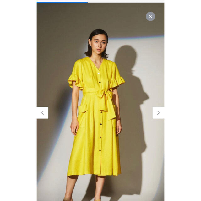 美品!グレースクラスのリネンタッチフリルスリーブワンピース-