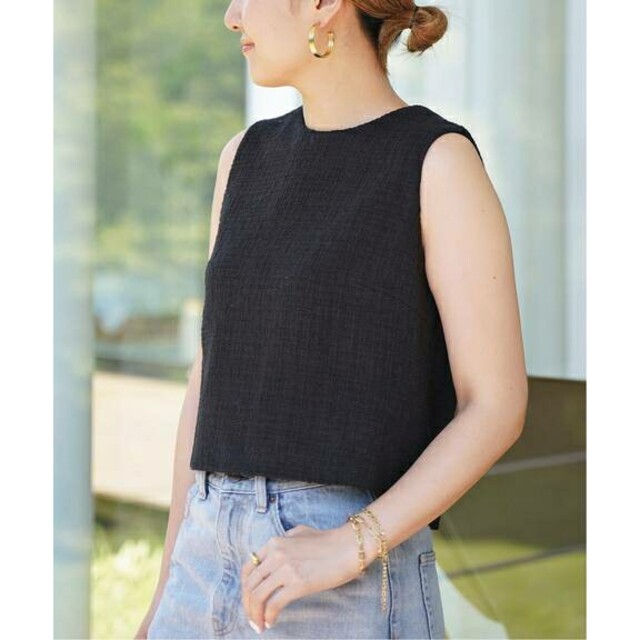 Deuxieme Classe*Tweed Cropped ブラウス (BKカットソー(半袖/袖なし)