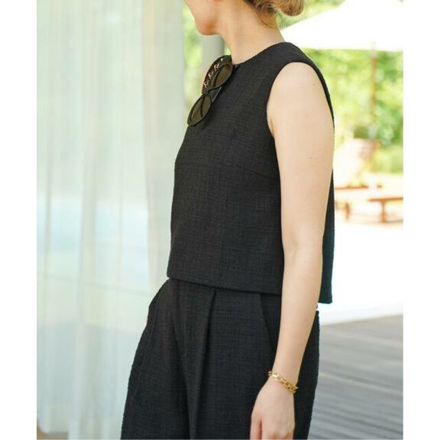 L'Appartement DEUXIEME CLASSE(アパルトモンドゥーズィエムクラス)のDeuxieme Classe*Tweed Cropped ブラウス (BK レディースのトップス(カットソー(半袖/袖なし))の商品写真