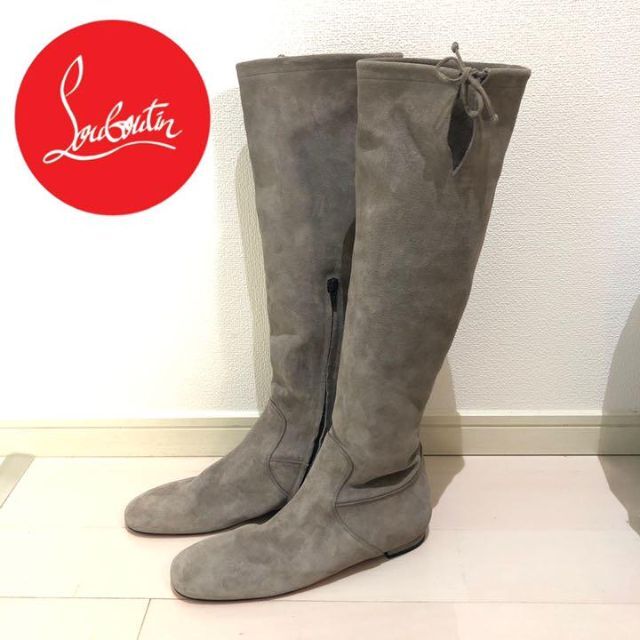 レディース美品◆Christian Louboutin ロングブーツ 25.5 スウェード