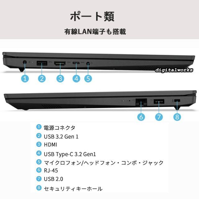 新品 Lenovo V15 15.6FHD Ryzen5 8GB 256GB 5