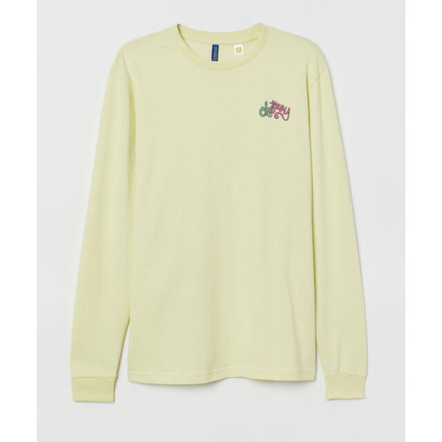 H&M(エイチアンドエム)のH&M スポンジボブ コラボ ロンT ロングスリーブ ライムイエロー XS メンズのトップス(Tシャツ/カットソー(七分/長袖))の商品写真