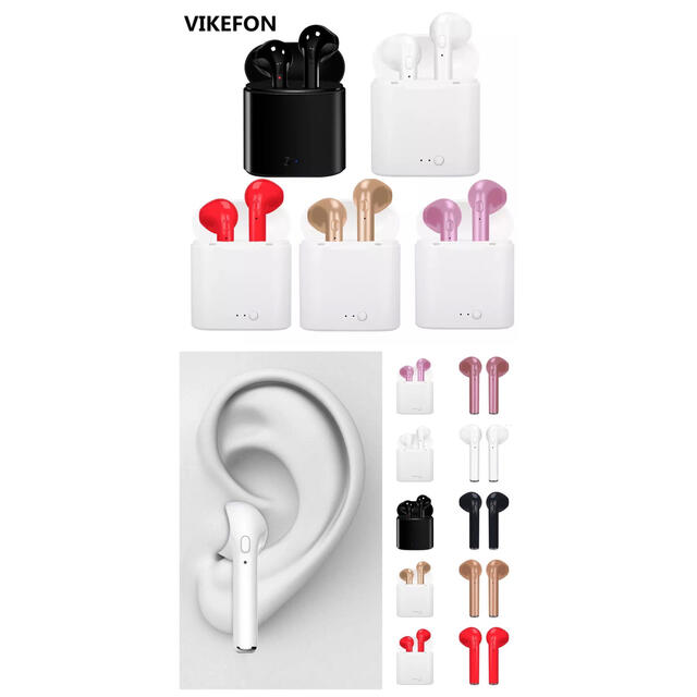 Bluetooth イヤホン 両耳 タッチタイプ　完全ワイヤレス 耳掛け式  スマホ/家電/カメラのオーディオ機器(ヘッドフォン/イヤフォン)の商品写真