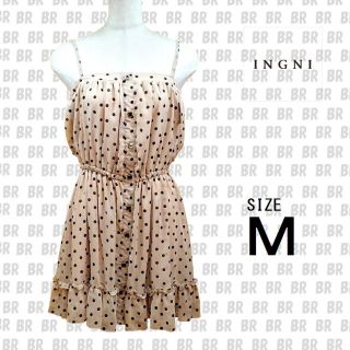 イング(INGNI)の【INGNI】　Ｍ　ベージュ　ひざ丈ワンピース　ドット柄(ひざ丈ワンピース)