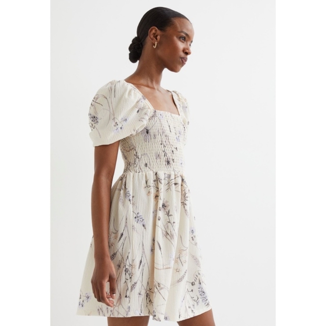 H&M - H&M フラワーチュニックワンピース 水彩花柄ワンピース