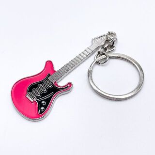 G006 ギターキーホルダー 1個 ピンク(エレキギター)