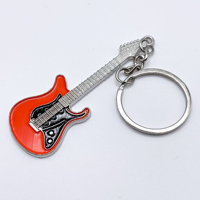 G006 ギターキーホルダー 1個 オレンジ 楽器のギター(エレキギター)の商品写真