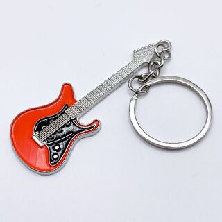 G006 ギターキーホルダー 1個 オレンジ(エレキギター)