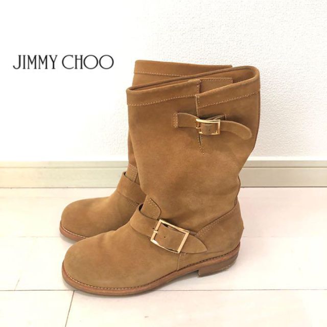 JIMMY CHOO(ジミーチュウ)のジミーチュウ◆スエード ベルト ミドル ブーツ エンジニアブーツ 34 レディースの靴/シューズ(ブーツ)の商品写真