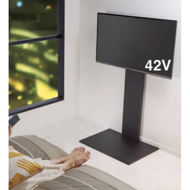 新 壁寄せテレビスタンド V2 ロータイプ 32型～60型対応ブラック インテリア/住まい/日用品の収納家具(リビング収納)の商品写真